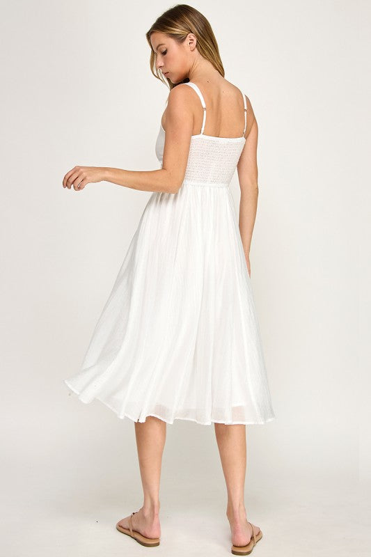 D5544 Square Neck Midi Dress