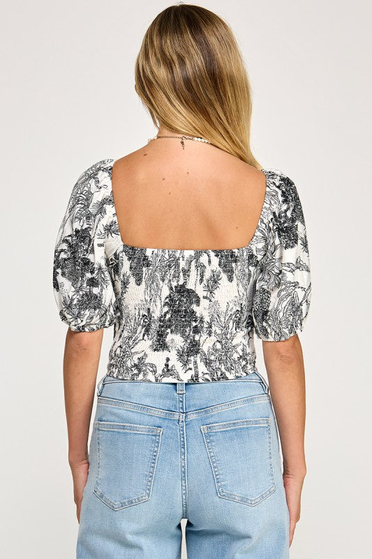 T5547 Puff Sleeve Toile Corset Top