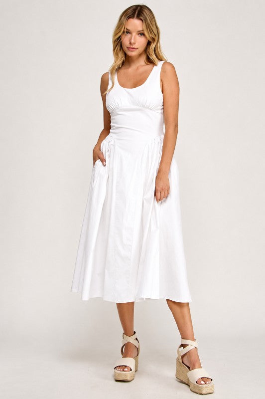 D5564 Crinoline-Lined Sleeveless Midi Dress