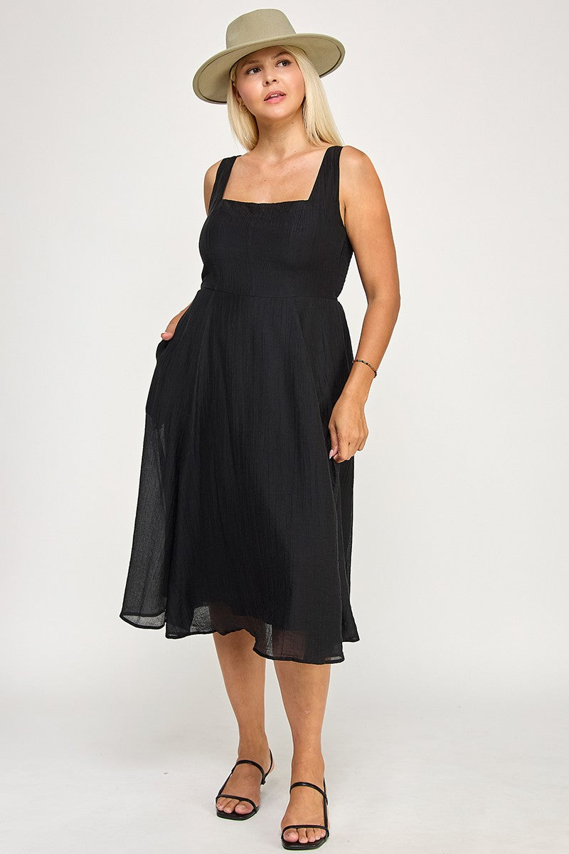 D5544X Plus Square Neck Midi Dress