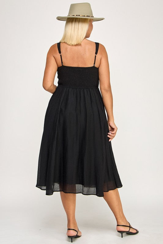 D5544X Plus Square Neck Midi Dress