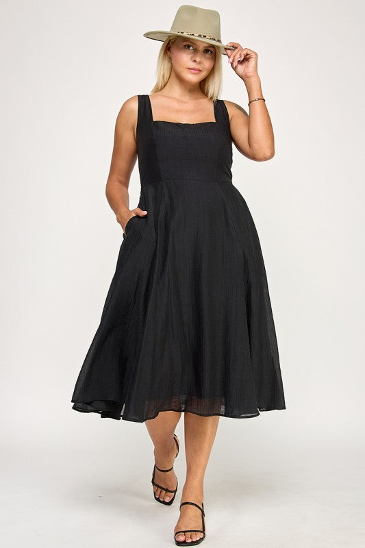 D5544X Plus Square Neck Midi Dress