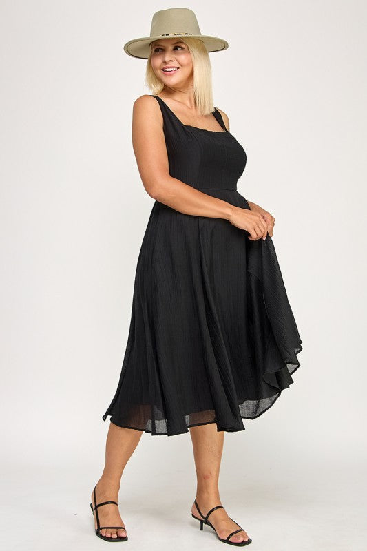 D5544X Plus Square Neck Midi Dress