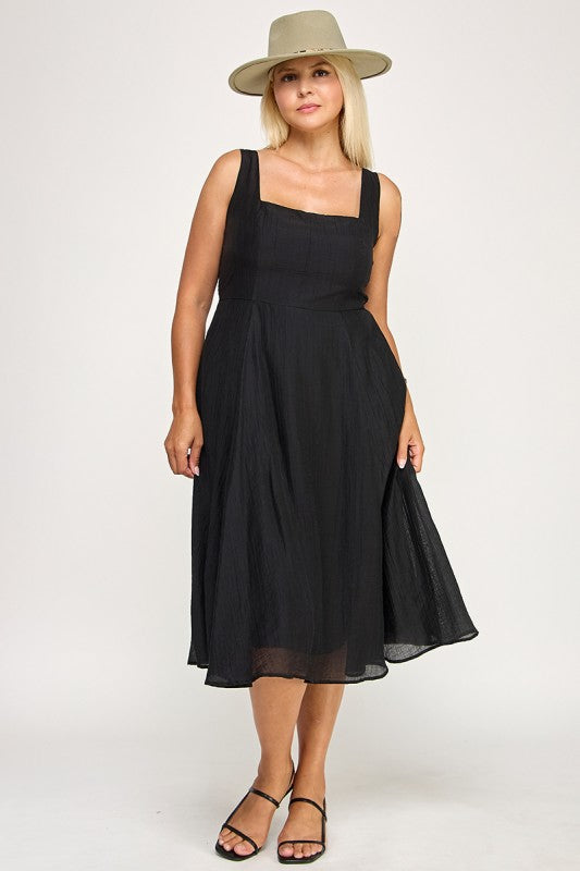 D5544X Plus Square Neck Midi Dress