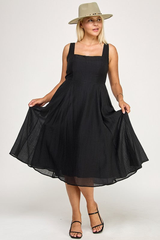 D5544X Plus Square Neck Midi Dress