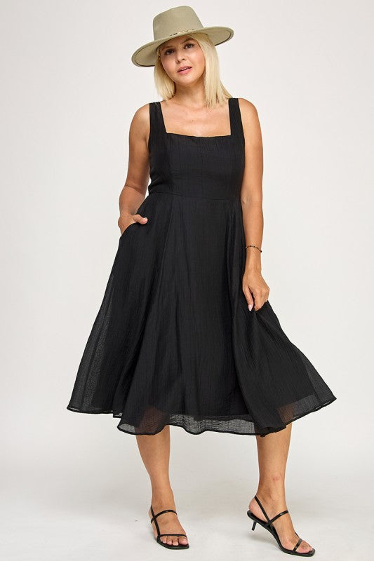 D5544X Plus Square Neck Midi Dress
