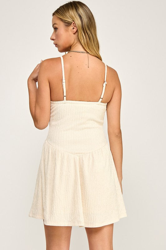 D5503 Textured Mini Dress with Adjustable Straps