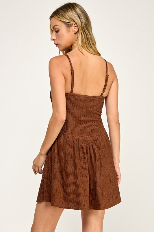 D5503 Textured Mini Dress with Adjustable Straps
