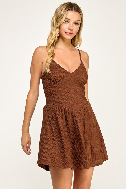 D5503 Textured Mini Dress with Adjustable Straps