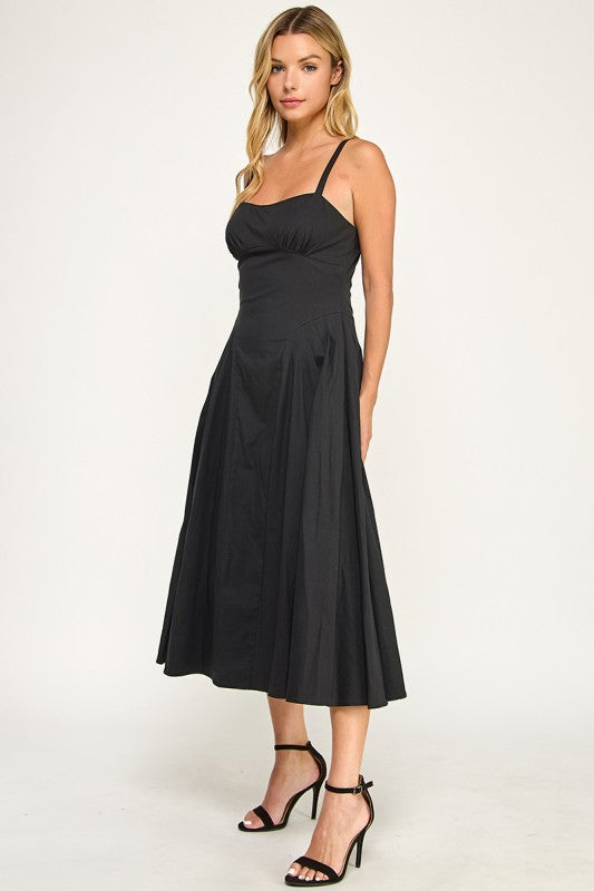 D5590 Structured Fit & Flare Midi Dress