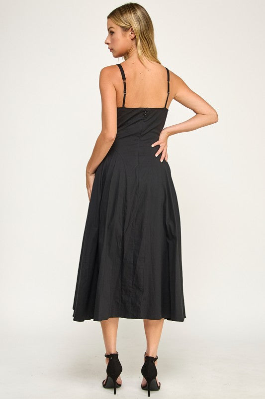 D5590 Structured Fit & Flare Midi Dress