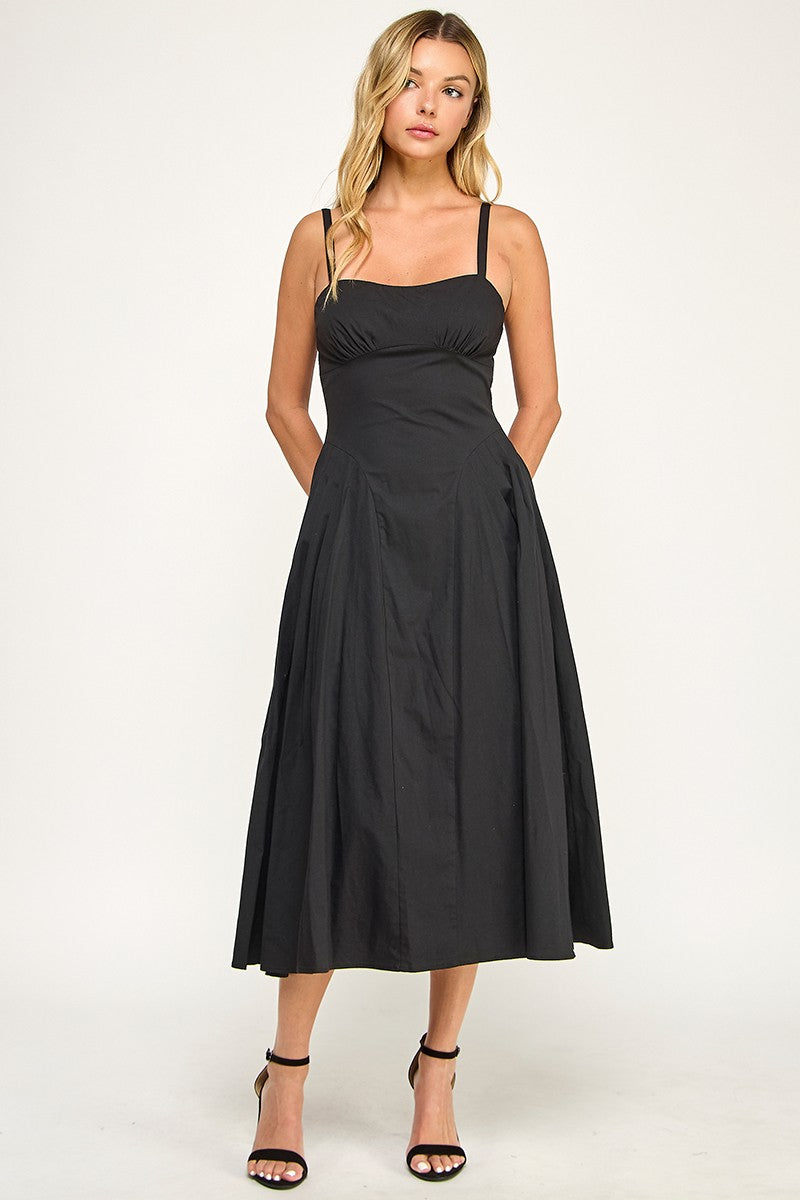 D5590 Structured Fit & Flare Midi Dress