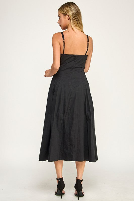 D5590 Structured Fit & Flare Midi Dress
