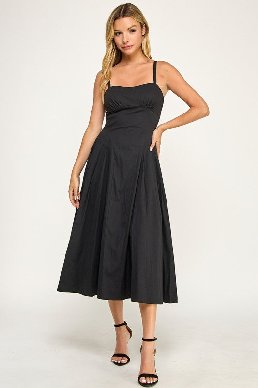 D5590 Structured Fit & Flare Midi Dress