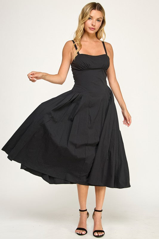 D5590 Structured Fit & Flare Midi Dress