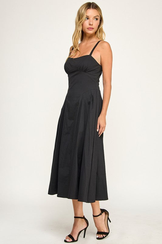 D5590 Structured Fit & Flare Midi Dress