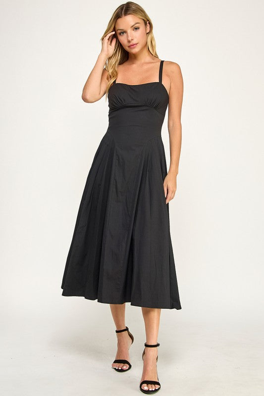 D5590 Structured Fit & Flare Midi Dress