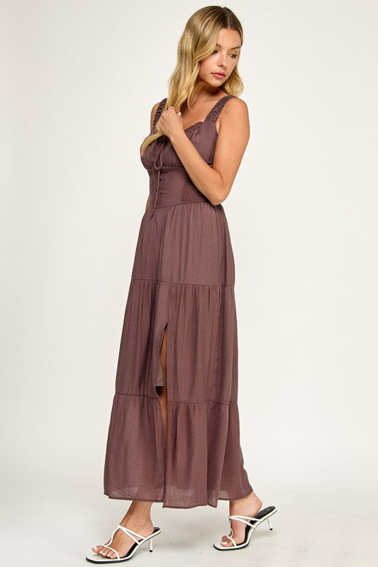 D5529 Smocked Tiered Midi Dress