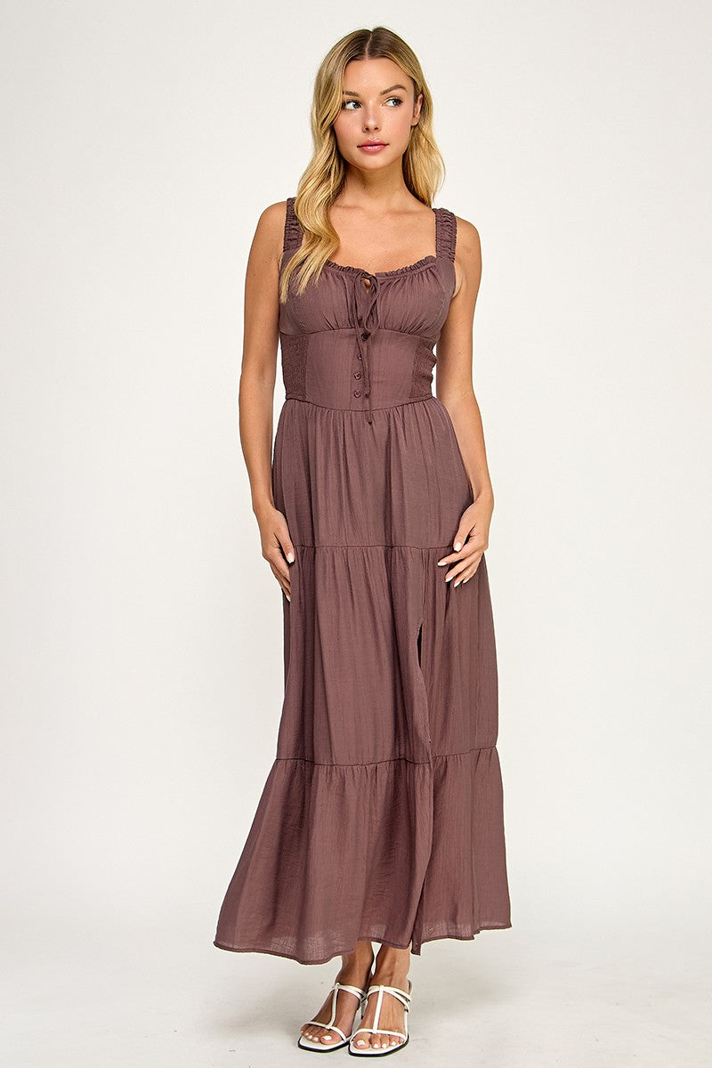 D5529 Smocked Tiered Midi Dress