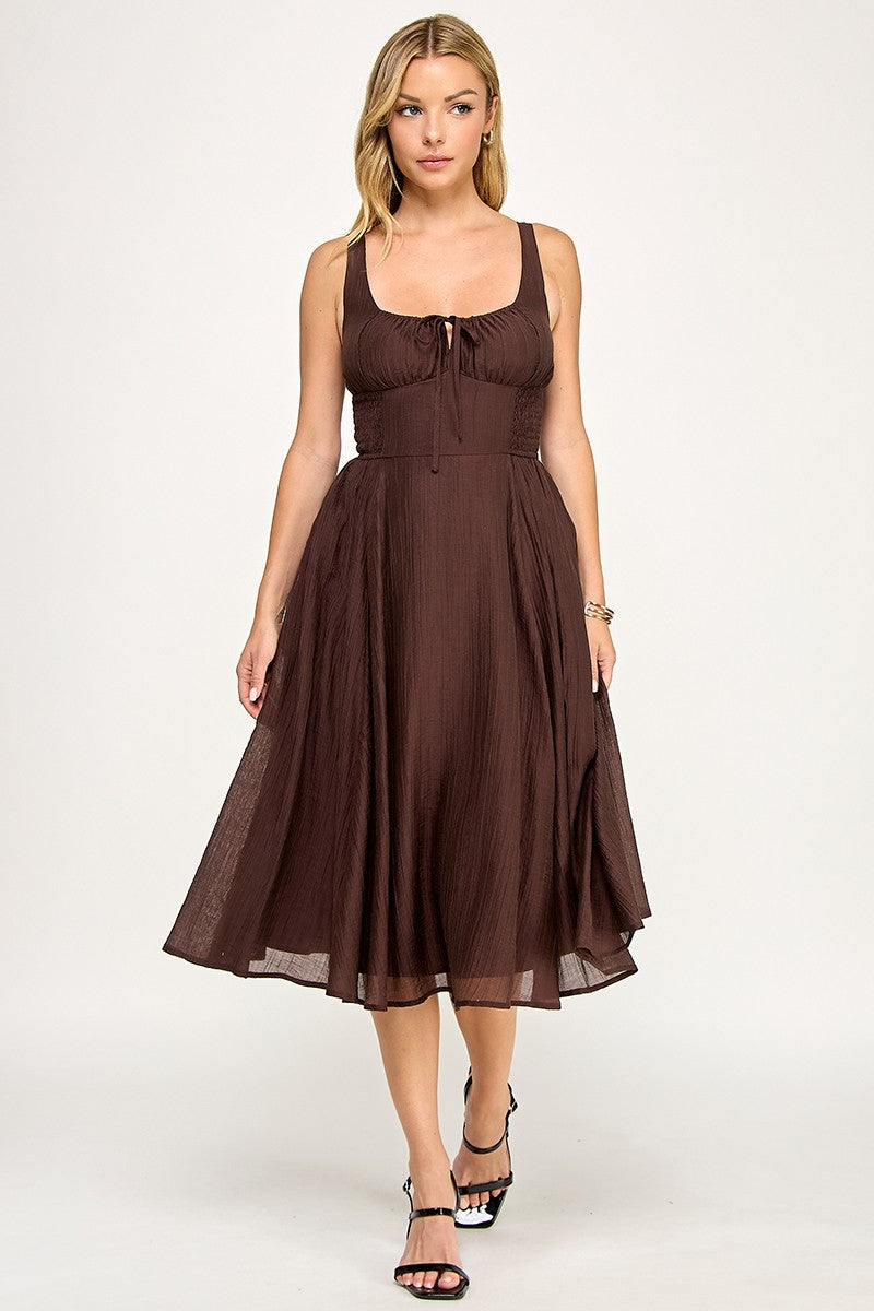 D5578 Smocked Midi Dress