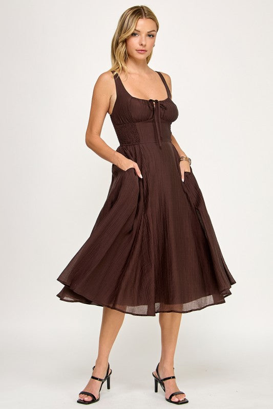 D5578 Smocked Midi Dress