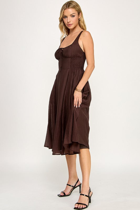 D5578 Smocked Midi Dress