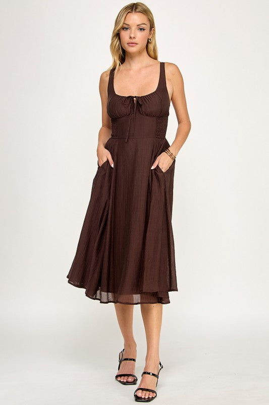 D5578 Smocked Midi Dress