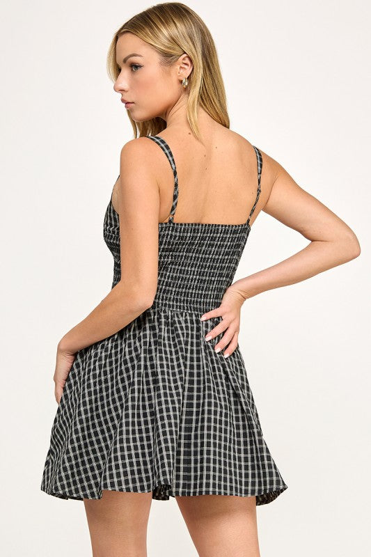 D5543-1 Plaid Corset Mini Dress