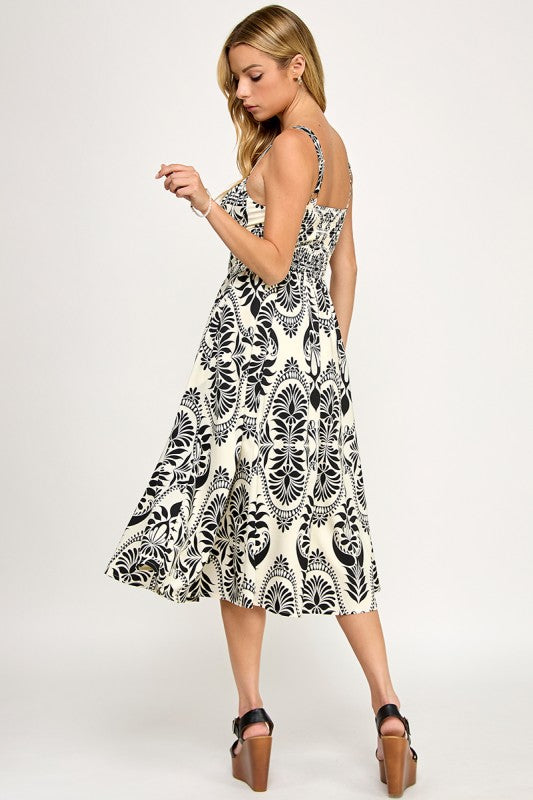 D5279-3 Front Tie Paisley Dress