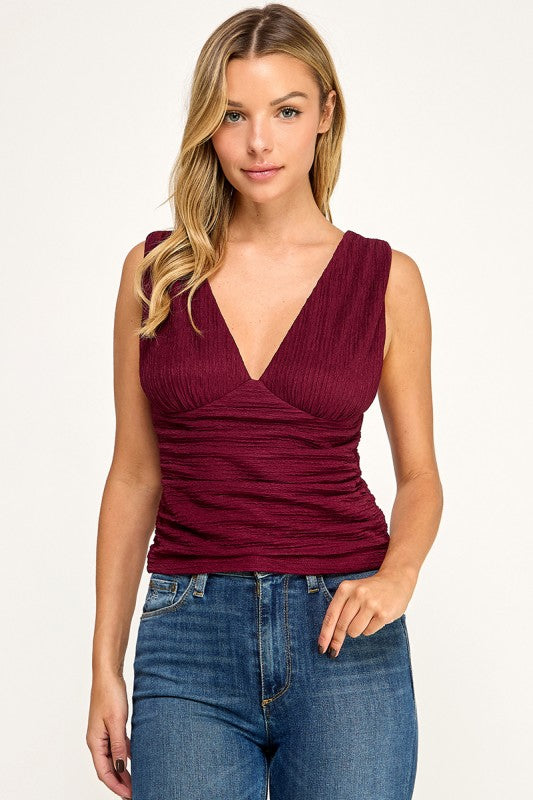 T5560 Whisper Ruched Sleeveless Top