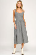 D5606 Gingham Charm Midi Dress