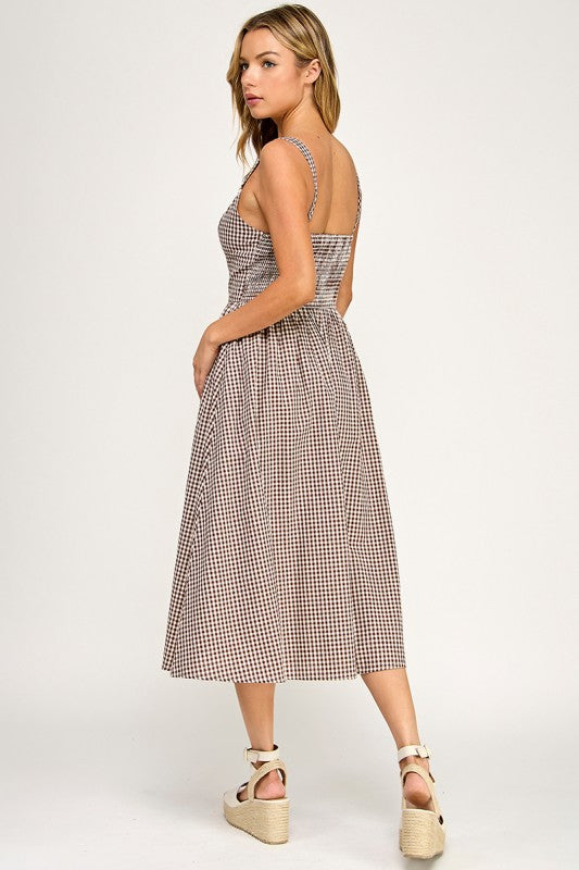 D5606 Gingham Charm Midi Dress