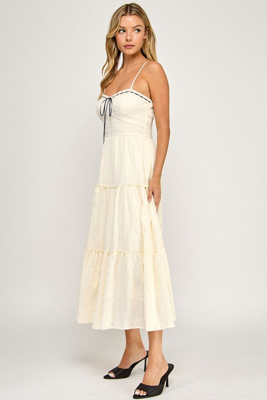 D5508 Tiered Smocked Midi Dress