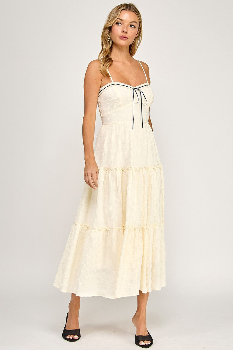 D5508 Tiered Smocked Midi Dress