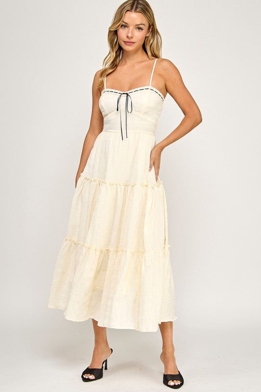 D5508 Tiered Smocked Midi Dress