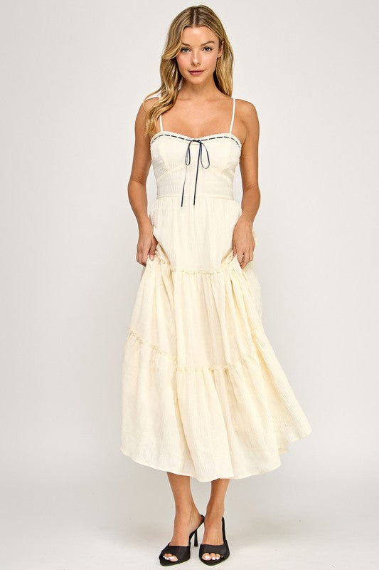 D5508 Tiered Smocked Midi Dress