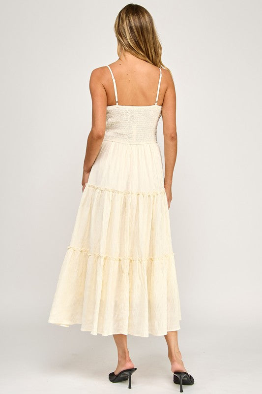 D5508 Tiered Smocked Midi Dress