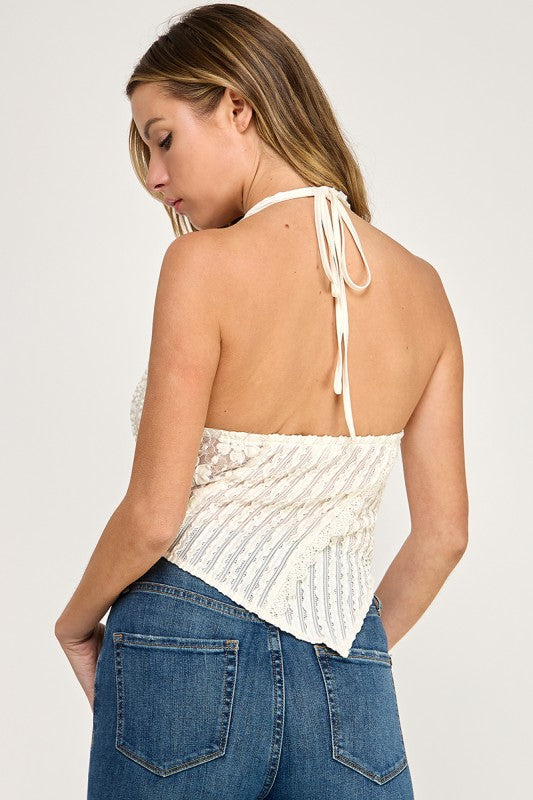 T5558 Lace Handkerchief Halter Top