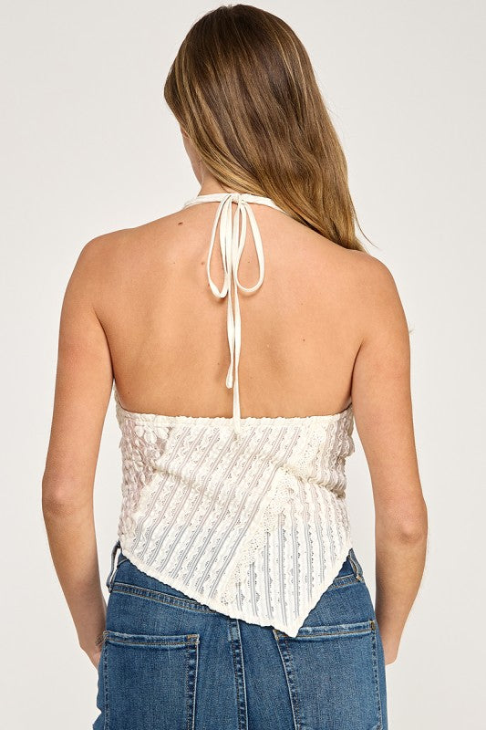 T5558 Lace Handkerchief Halter Top