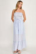 D4918-1 Smocked Back Sleeveless Flowy Maxi Dress