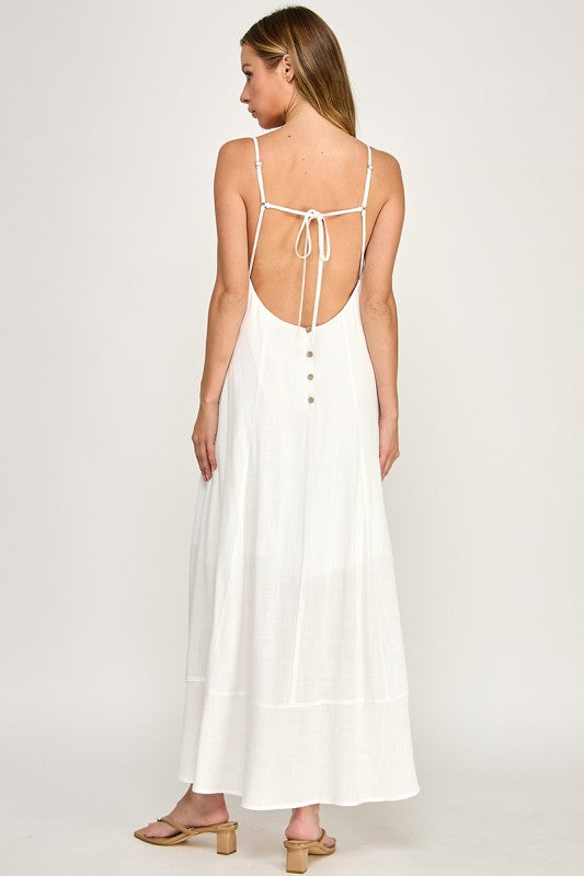 D5644 V-Neck Spaghetti Strap Maxi Dress