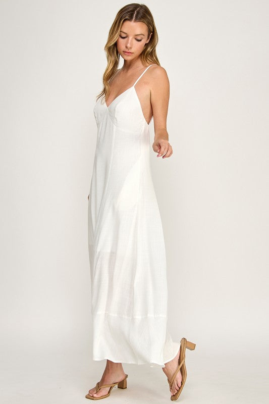D5644 V-Neck Spaghetti Strap Maxi Dress