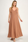 D5644 V-Neck Spaghetti Strap Maxi Dress