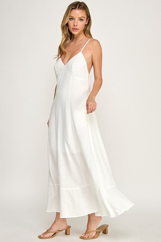 D5644 V-Neck Spaghetti Strap Maxi Dress