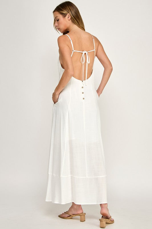 D5644 V-Neck Spaghetti Strap Maxi Dress