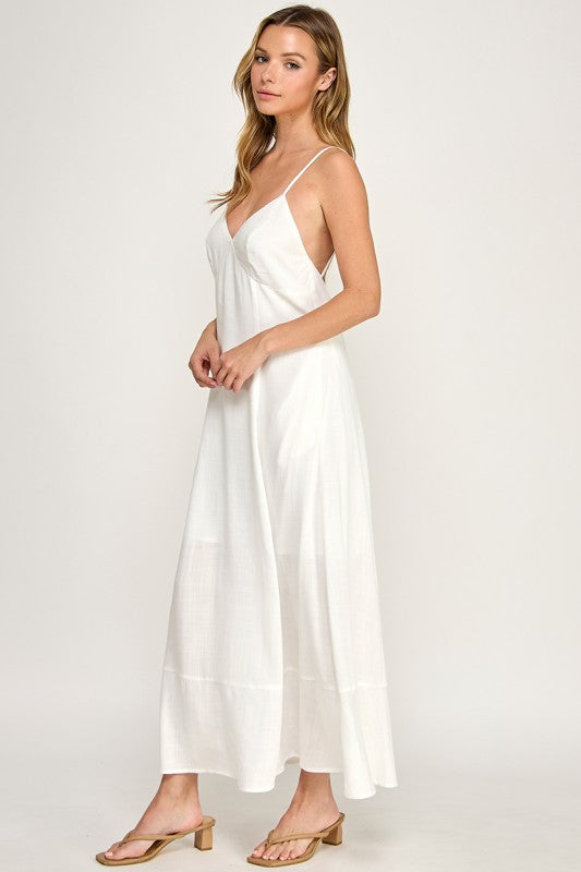 D5644 V-Neck Spaghetti Strap Maxi Dress