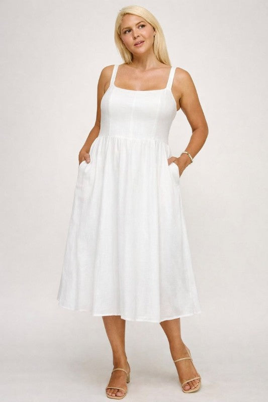 D5544X Plus Square Neck Midi Dress
