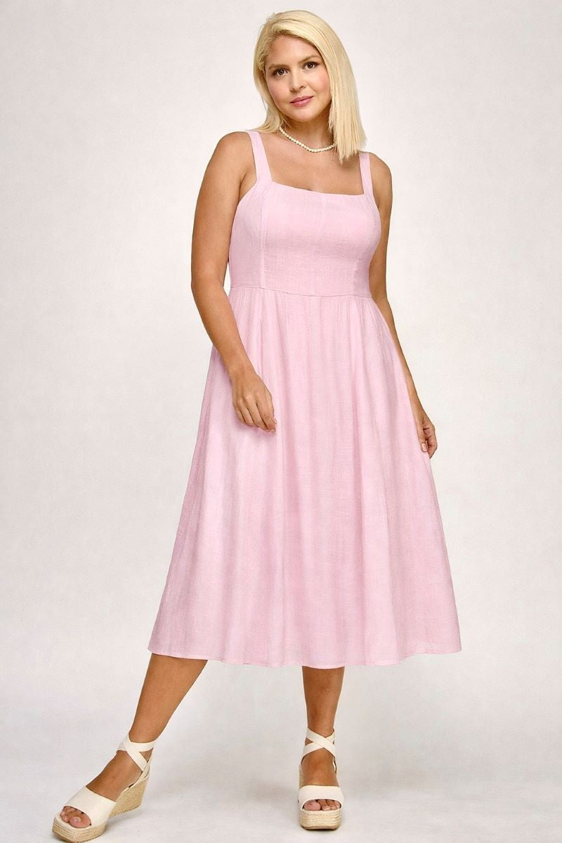 D5544X Plus Square Neck Midi Dress