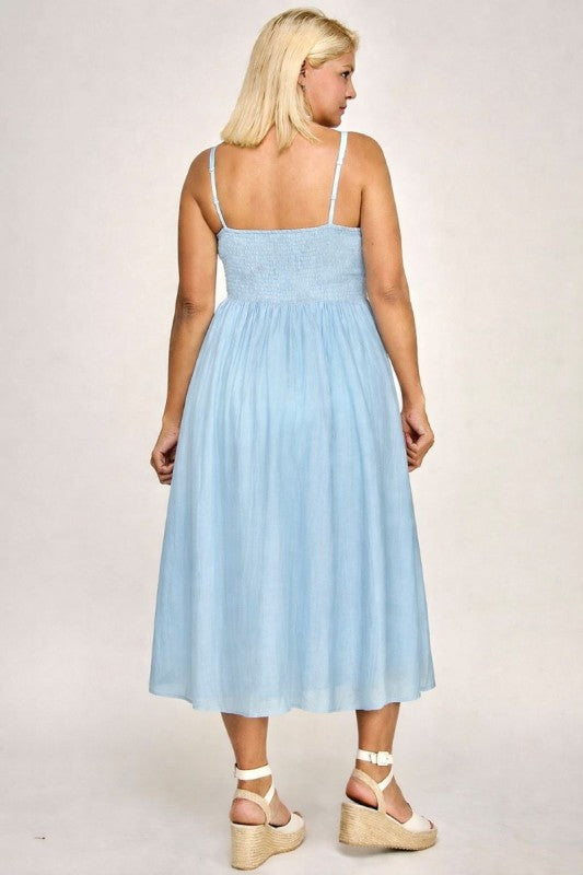 D5544X Plus Square Neck Midi Dress