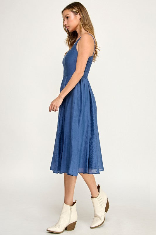 D5544 Square Neck Midi Dress